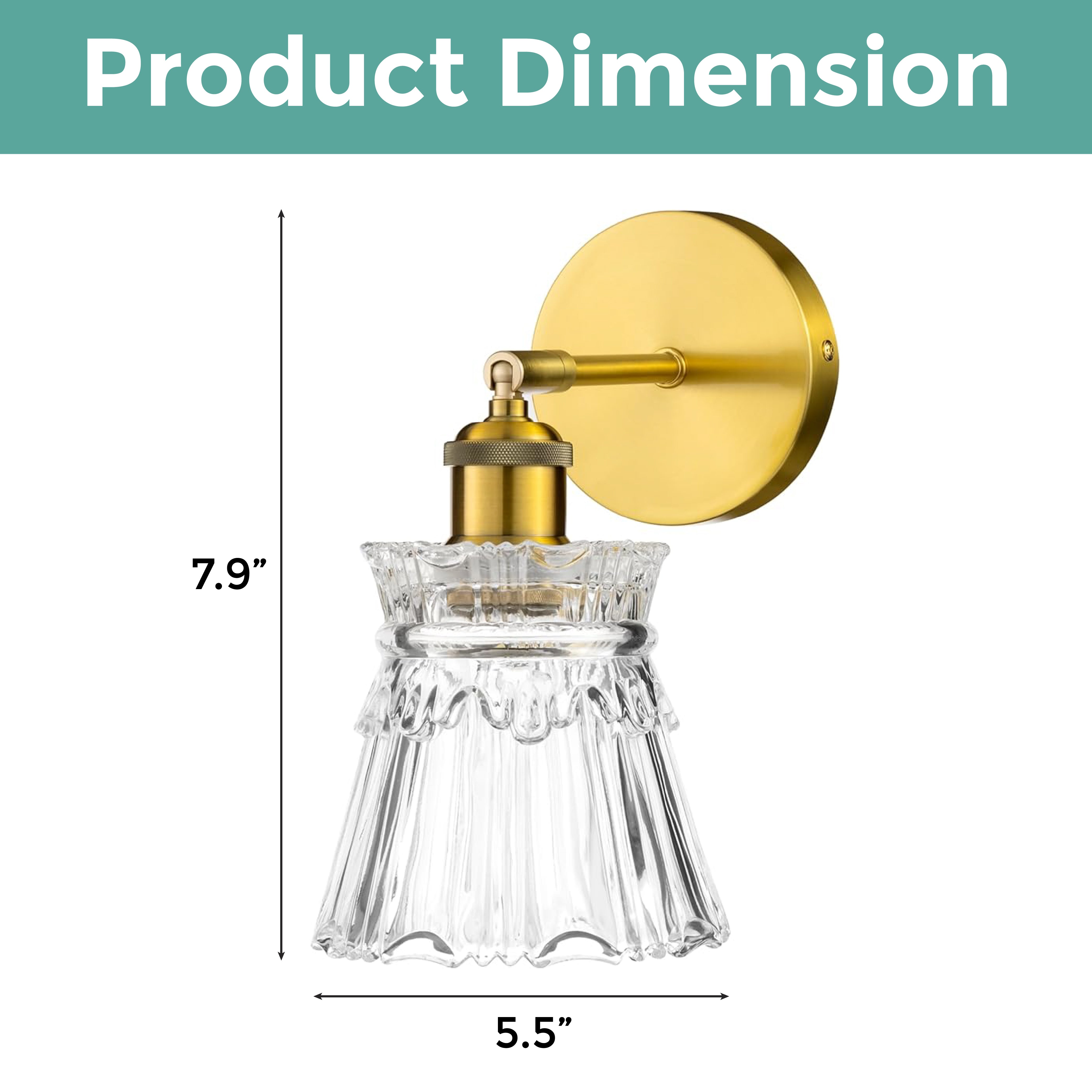 1-bulb vintage vanity light copper and clear fixture light brass and glass bath wall lights