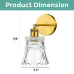 1-bulb vintage vanity light copper and clear fixture light brass and glass bath wall lights