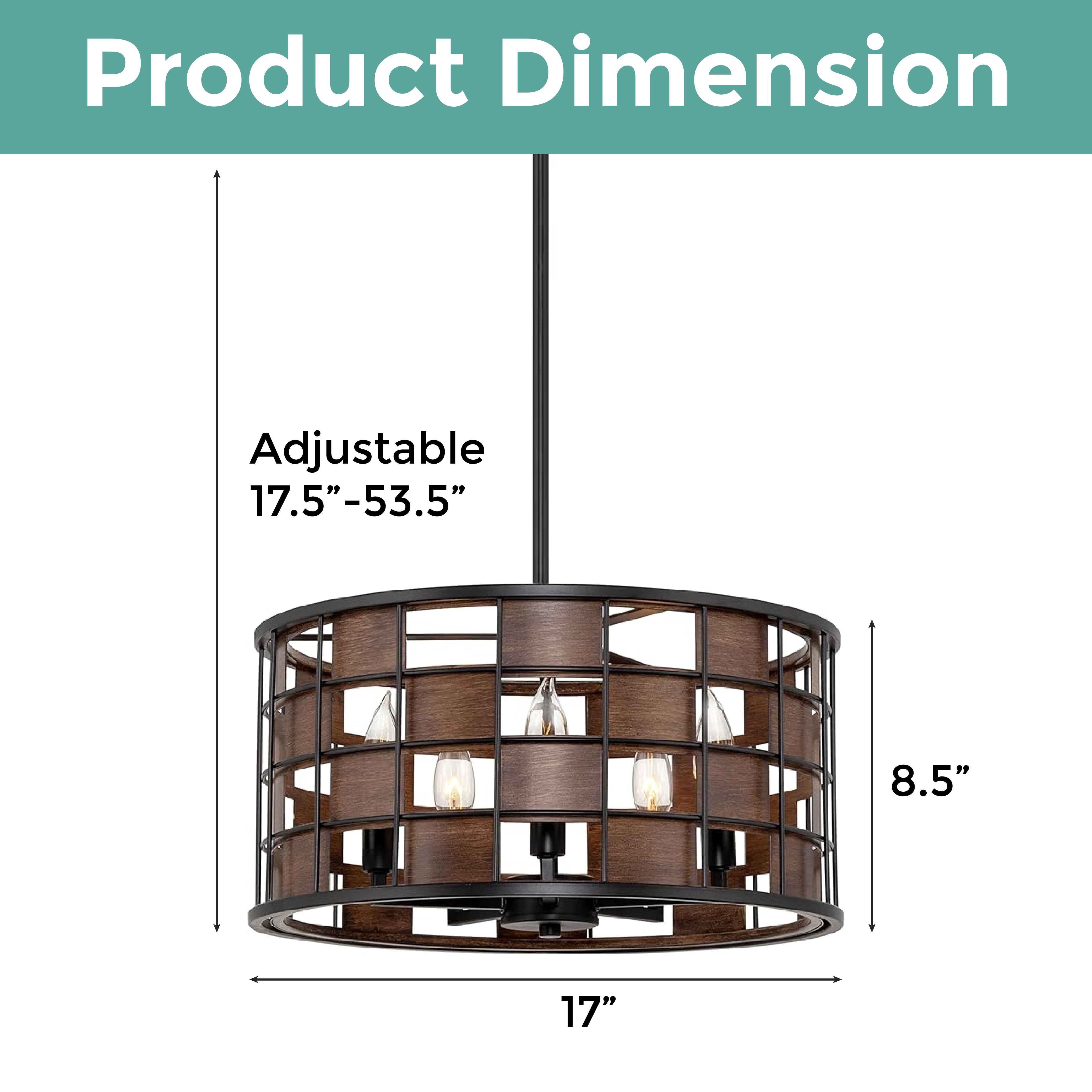5-Light modern dining lights black and walnut hanging light iron pendant lighting