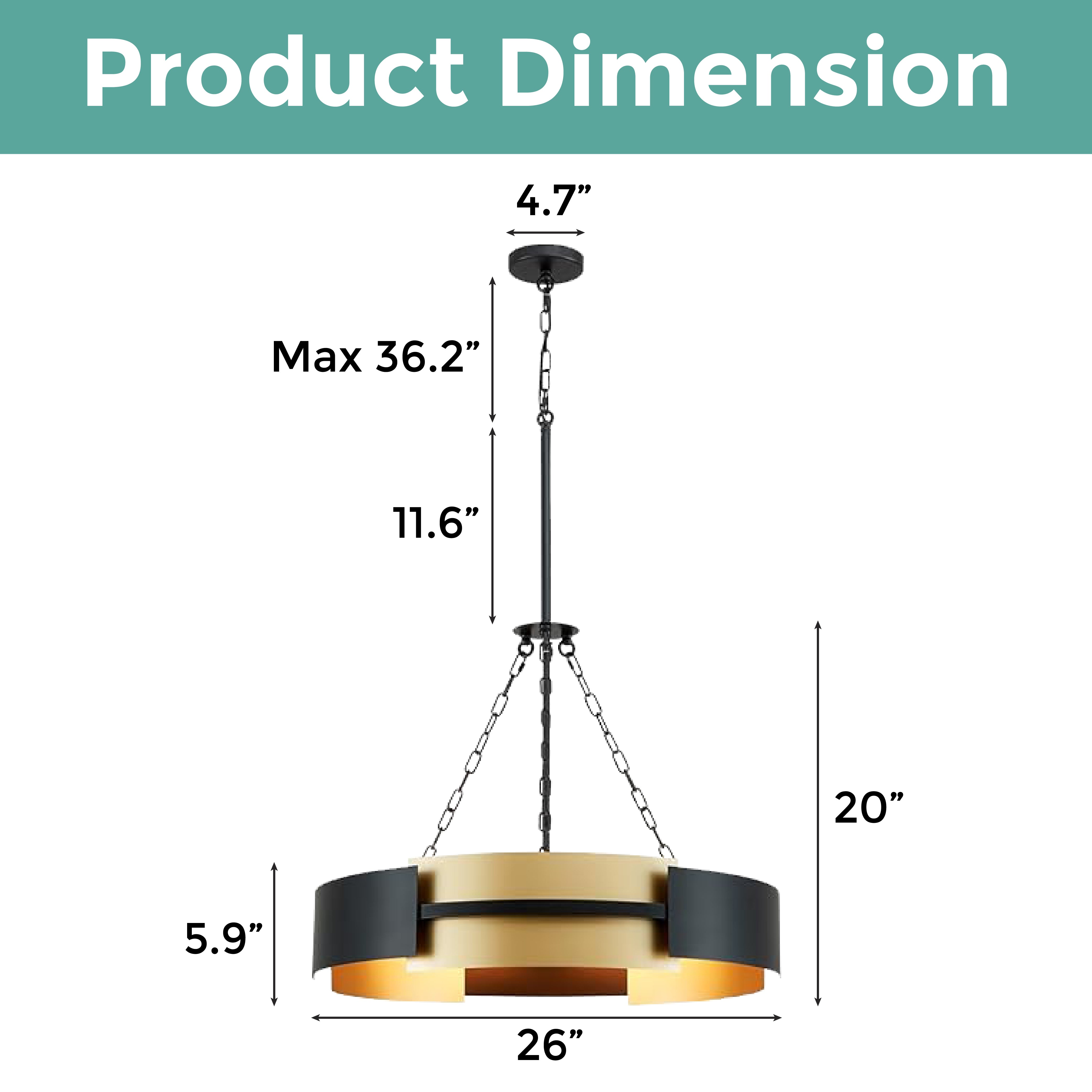 5-Light drum Industrial light fixture Black pendant lighting kitchen island hanging light