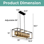 6-Light rectangle pendant light Black crystal chandelier lights farmhouse kitchen light