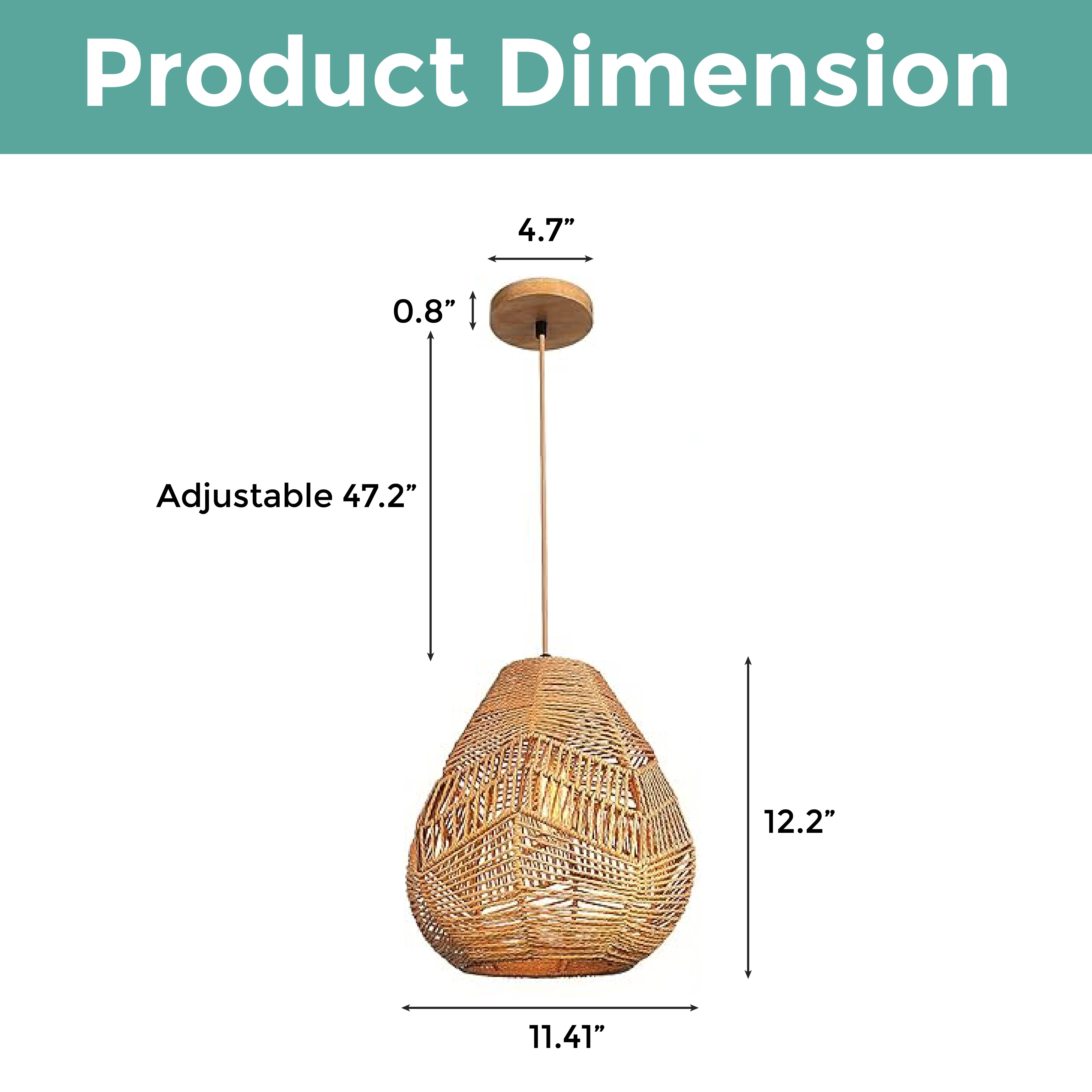 Farmhouse light fixture Brown pendant light ‎Natural Fibers hanging light