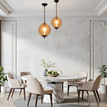 12” Bulbs light black pendant lights glass, metal dining room light