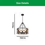 5 Light bulb chandelier black and brown wood  kitchen island light metal pendant light