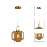 1 Pack hangable light gold pendant light glass, metal bedroom light