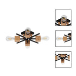 4 Light light fixture black, natural wood ceiling lighting metal, wood lights ceiling led