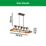 5 Light dining light fixtures brown chandelier lighting metal, wood pendant light