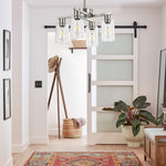 6 Light light fixture nickel chandelier light glass, metal pendant light