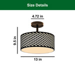 13 Inch light bulb black ceiling light fabric shade, metal shade of lights