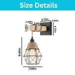Frideko wall sconces natural wood wall lighting hemp rope, metal, wood modern wall light