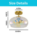 12 inch flush mount light iridescent glass metal century light rainbow Century Light