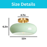 1 light hallway lighting fixture glass metal gold metal ceiling lamp milk green bulb light