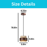 Pendant bedside lamp black ceiling fixture wood natural hanging light