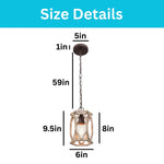 Farmhouse hanging light metal wood bedroom light brown  foyer light