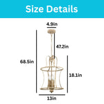 4-light farmhouse chandelier metal lantern pendant distressed white hanging light
