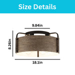 4-Light ceiling fixture metal light fixture wood grain ceiling light