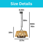 4-light woven chandelier rattan pendant light brown ceiling fixture