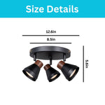 3 light flush mount light metal round spot light matte black bulb light ceiling