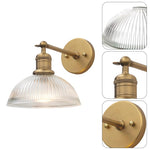 1-Light Modern light fixture gold bedroom lights glass shade , metal base wall lights