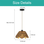 1 Light boho pendant light black kitchen light rattan, metal hanging light