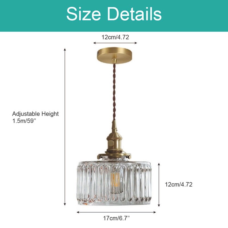 1-Light vintage hanging lights gold pendant light Brass, glass light fixtures