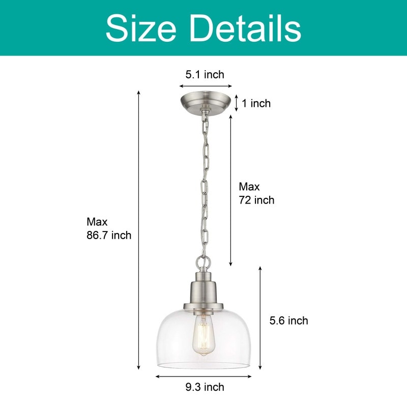 1-light industrial light for kitchen brushed nickel pendant light glass, nickel hanging light