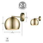 1 light matte brass wall sconce