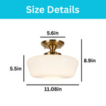 12 inch ceiling lighting glass metal light fixture gold brass semi flush mount
