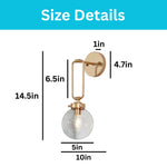1-Light wall sconce metal glass bulb light gold wall lighting
