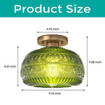 11” Vintage lightning fixture green ceiling lighting glass kitchen light