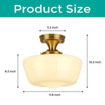 12” Light fixture milk white ceiling lighting glass, metal kitchen lights