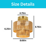 2-Tier light bulb glass metal ceiling light brown gold light fixture