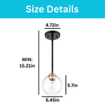 2-pack globe hanging lights metal glass kitchen island gold black pendant fixtures