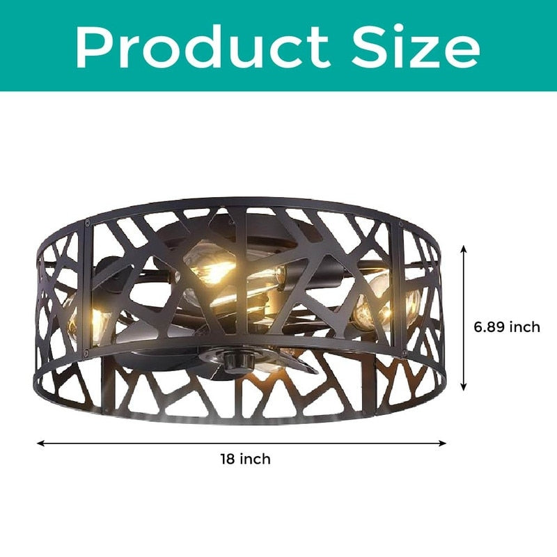 18 Inch caged light fixture black flush mount lights metal ceiling light