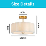 12.5 inch mount flush light fabric metal bedroom light gold Flush Mount light