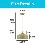 Adjustable pendant lamp metal hanging light moss green vintage chandelier