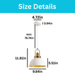 9.84 Inch pendant lamp metal vintage chandelier white gold hanging light