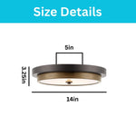 24W flush light glass metal hallway ceiling lamps oil rubbed bronze Birch Wood