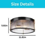 2-light flush mount light metal glass ceiling lamp black gold ceiling light
