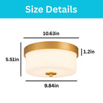 2-Light light fixture metal glass bulb light gold flush mount ceiling fixture