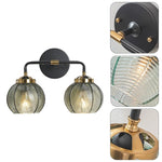 2- Lights vanity lights black, green, gold wall lights  glass, metal sconce light