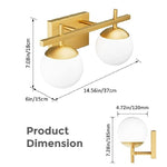 2-Light  bathroom light fixtures gold wall sconces without electricity Glass & Metal bathroom vanity light fixtures