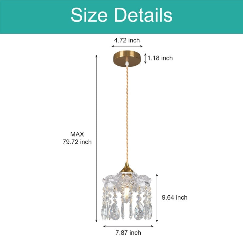 2-Pack farmhouse light fixtures gold kitchen lights glass, crystal pendant light