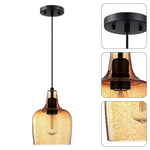 2 Pack kitchen light amber glass pendant light  Glass hanging light