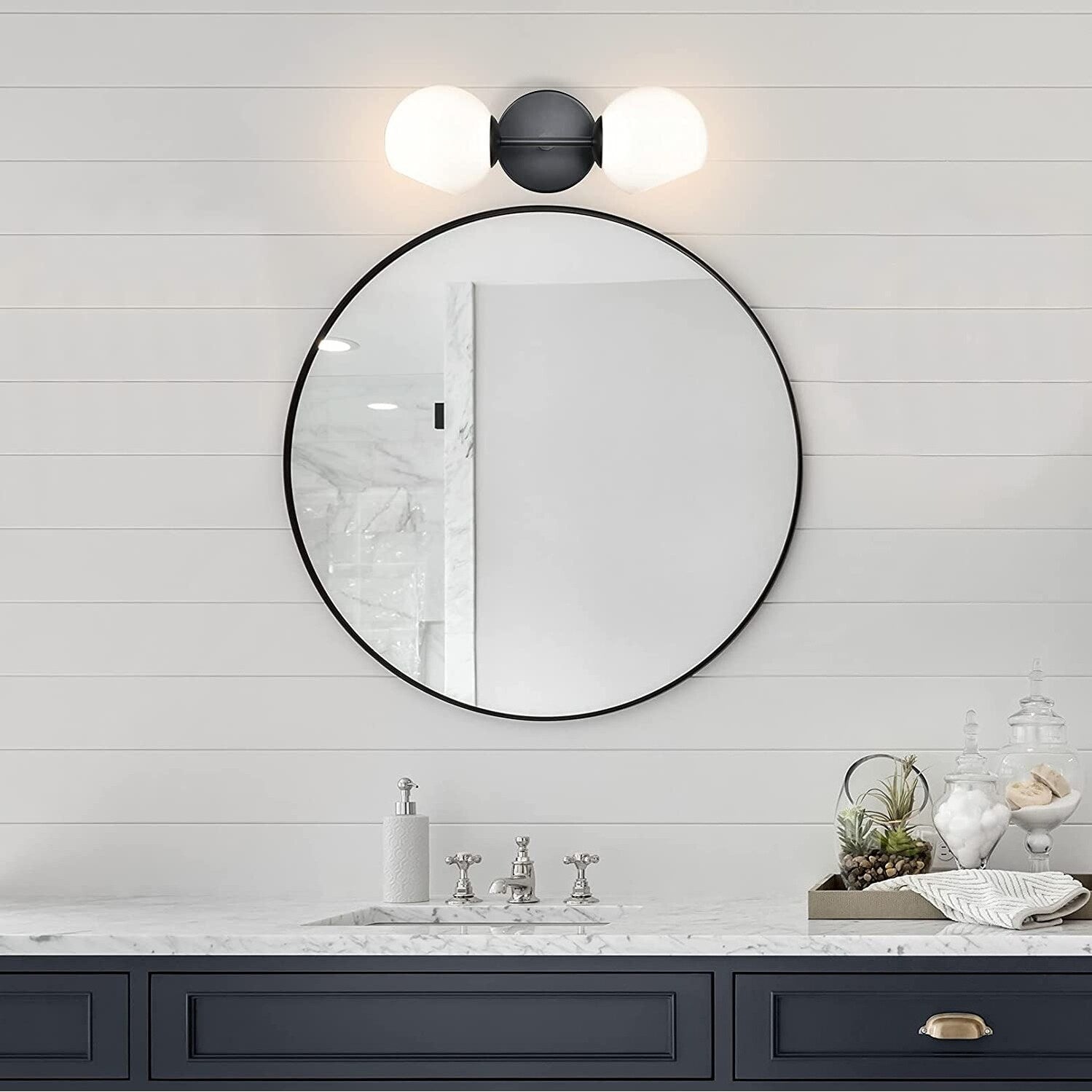 2 light black wall lighting fixture industrial vanity wall sconce globe glass wall lamp