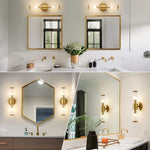 2 light gold wall sconce bathroom wall sconce vanity wall light fixture with glass shade