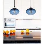2 pack blue glass pendant lighting modern bubble light with nickel finish