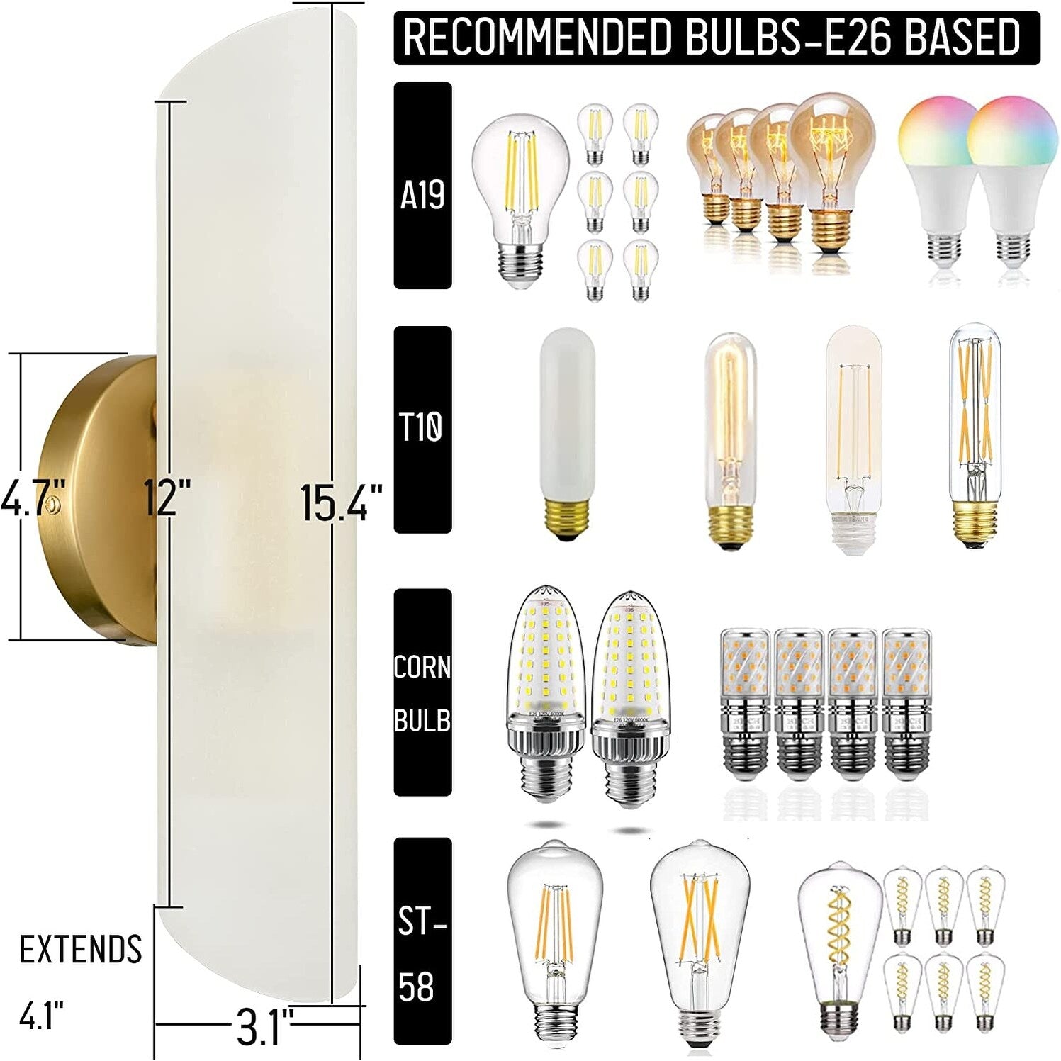 2 pack cylinder sconce white glass vanity light brass wall lighting fixture