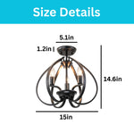 3 light ceiling light metal light bulb black gold light fixture