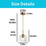 Modern dome chandelier glass hanging light gold pendant fixture